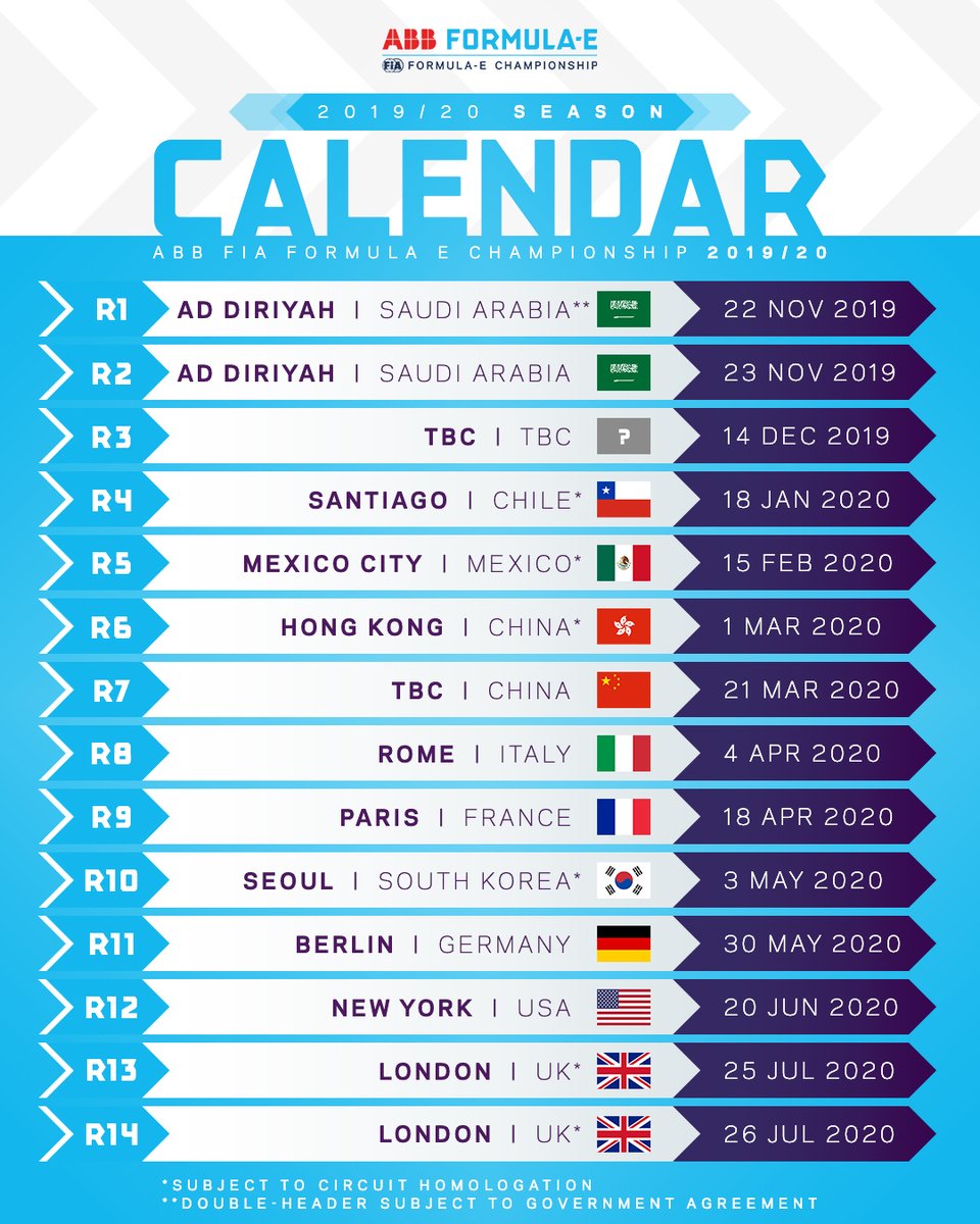 Formula E Pubblicato il calendario provvisorio 20192020 P300.it